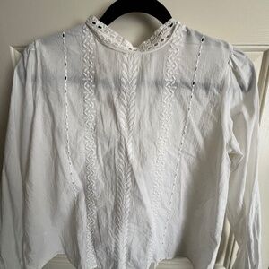High neck eyelet blouse